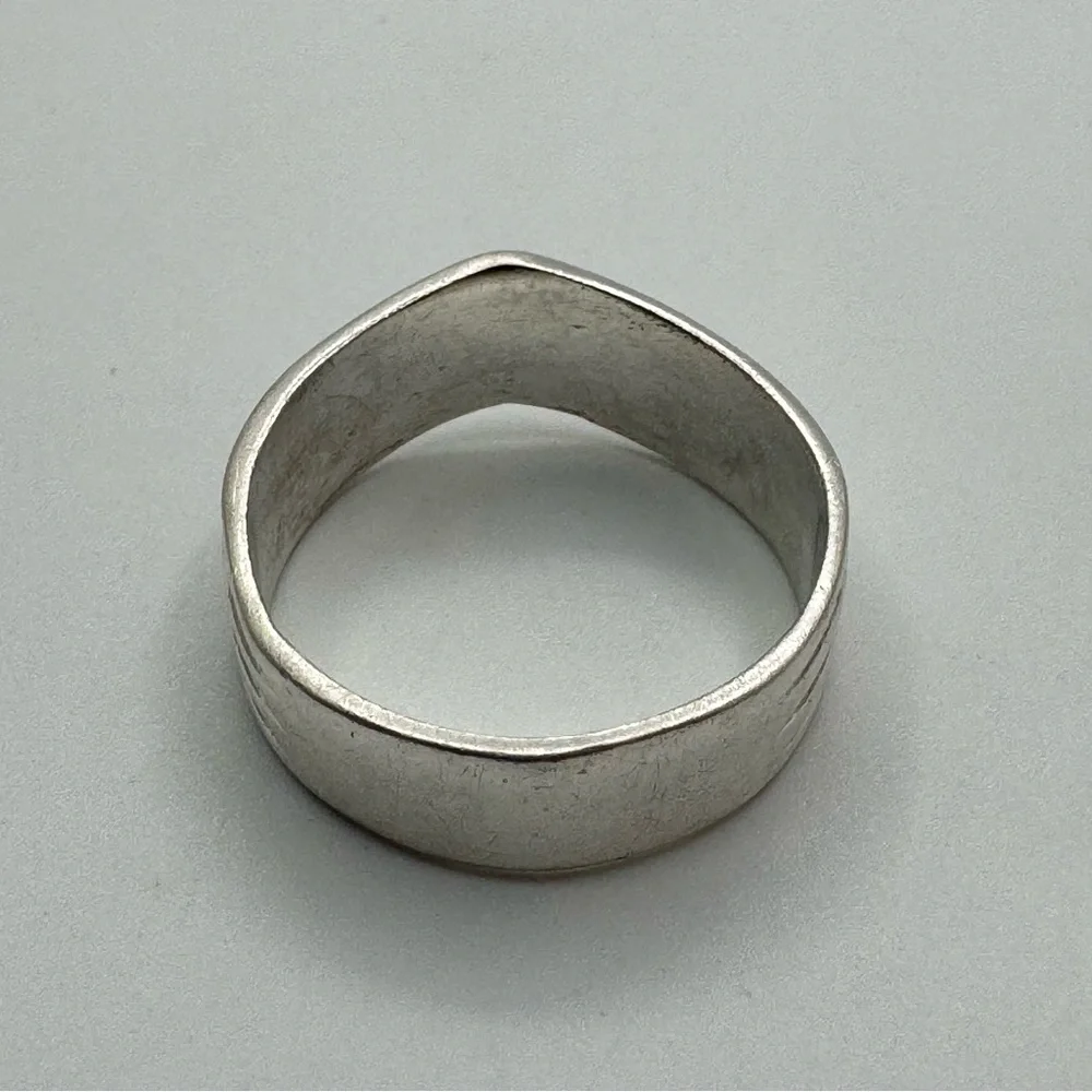Sterling Silver Wide Band Ring Size 7.5 Modern Layered Design